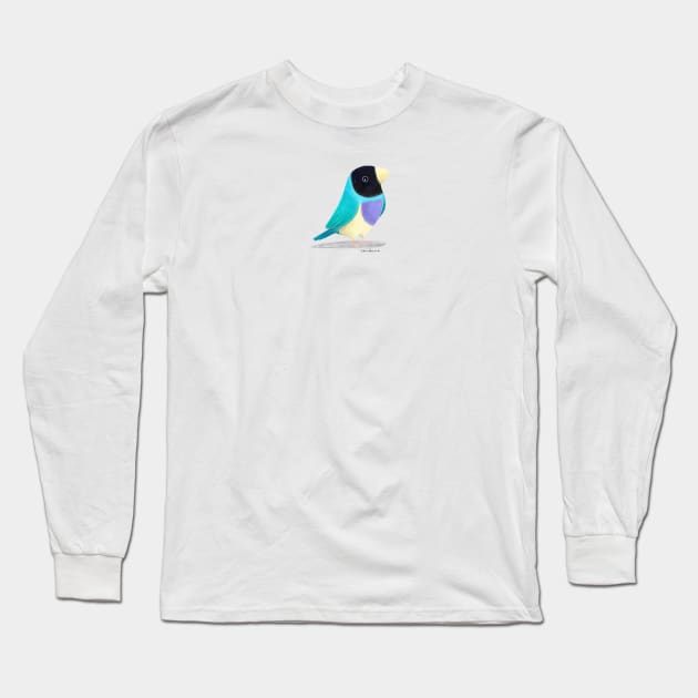 Blue Gouldian Finch Bird Long Sleeve T-Shirt by julianamotzko